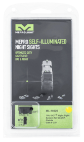 Meprolight Tru-Dot Self Illuminating Fixed Sights Fit Glock 26/27 in Green/Yellow